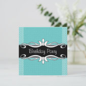 Invitation Turquoise bleu noir Polka Dot femmes fête d'annive (Debout devant)