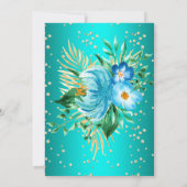 Invitation Turquoise bleu or palmiers floral fête d'anniversa (Dos)