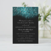 Invitation Turquoise Bleu Parties scintillant brillante Noir  (Debout devant)