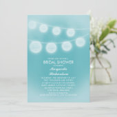 Invitation turquoise bleu romantique lanternes nuptiale (Debout devant)