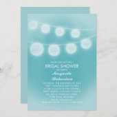 Invitation turquoise bleu romantique lanternes nuptiale (Devant / Derrière)