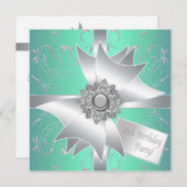 Invitation Turquoise bleu rose 10e anniversaire de fête Invit (Devant / Derrière)