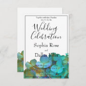 Invitation Turquoise bleu rose hydrangée fleurs Mariage fleur (Devant / Derrière)