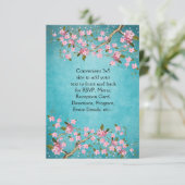 Invitation Turquoise bleu rose japonais cerisier fleurs Maria (Debout devant)