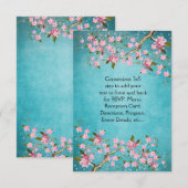 Invitation Turquoise bleu rose japonais cerisier fleurs Maria (Devant / Derrière)