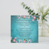 Invitation Turquoise bleu rose japonais cerisier fleurs Maria (Debout devant)