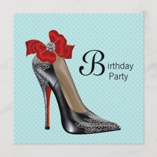 Invitation Turquoise Bleu Rouge Noir Chaussure talon Haut Fêt