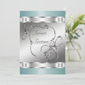 Invitation Turquoise bleu Silver Sweet 16 Anniversaire (Debout devant)