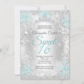 Invitation Turquoise bleu Snowflake Sweet 16 Anniversaire (Devant)