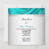 Invitation Turquoise Bleu Soie Diamants Blancs Anniversaire (Dos)