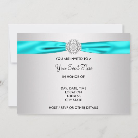 Invitation Turquoise Bleu Toutes les occasions Modèle d'invit (Dos)