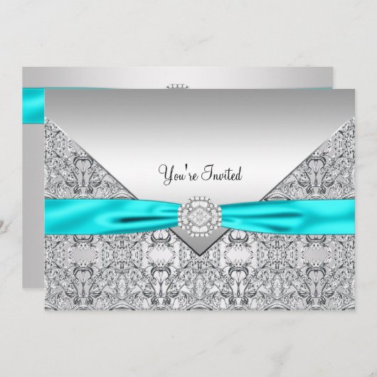 Invitation Turquoise Bleu Toutes les occasions Modèle d'invit (Devant / Derrière)