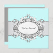 Invitation Turquoise Bleu Toutes les occasions Modèle d'invit (Devant / Derrière)