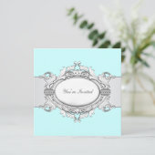 Invitation Turquoise Bleu Toutes les occasions Modèle d'invit (Debout devant)