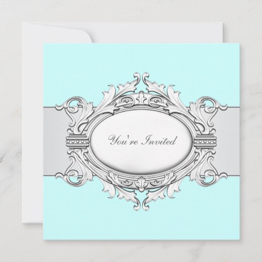 Invitation Turquoise Bleu Toutes les occasions Modèle d'invit (Devant)
