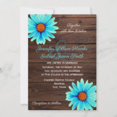 Invitation Turquoise bleu turquoise floral, mariage en bois r (Devant)