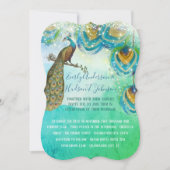 Invitation Turquoise Bleu Vert et Cuivre Peacock Feather (Devant)