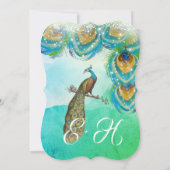 Invitation Turquoise Bleu Vert et Cuivre Peacock Feather (Dos)