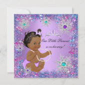 Invitation Turquoise bleu violet rose princesse Baby shower e (Devant)