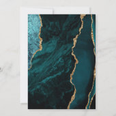 Invitation Turquoise Blue Agate Gold Script Ardoise Mariage (Dos)