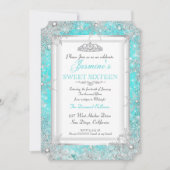 Invitation Turquoise Blue Aqua Silver Winter Wonderland Sweet (Devant)