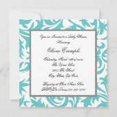 Invitation Turquoise Blue Baby Carriage Baby Shower Invitatio (Dos)