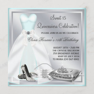 Invitation Turquoise Blue Ball Gown High Heures Turquoise Qui