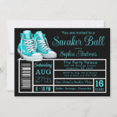 Invitation Turquoise Blue Basket Ball Anniversaire Fête de ch (Devant)