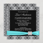 Invitation Turquoise Blue Black Lace femmes 50e fête d'annive (Devant / Derrière)