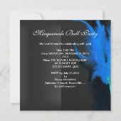 Invitation Turquoise Blue Black Masquerade Ball Party (Dos)