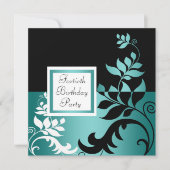 Invitation Turquoise Blue Black Womans 40e fête d'anniversair (Devant)