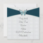 Invitation Turquoise Blue Butterfly Sweet sixteen Anniversair (Dos)