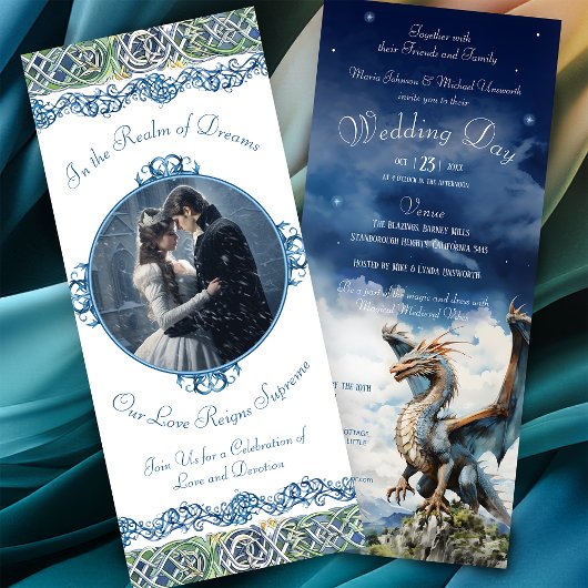 Invitation Turquoise Blue Celtic Dragon Mariage
