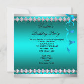 Invitation Turquoise Blue Champagne Parties scintillant Chaus (Dos)