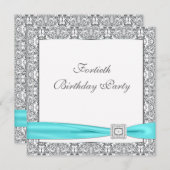 Invitation Turquoise Blue Classy 40e anniversaire (Devant / Derrière)
