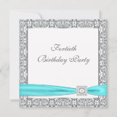 Invitation Turquoise Blue Classy 40e anniversaire (Devant)