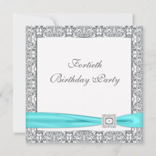 Invitation Turquoise Blue Classy 40e anniversaire