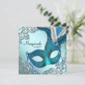 Invitation Turquoise Blue et Mascarade Mascarade Mascarade Ma (Debout devant)
