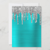 Invitation Turquoise Blue et Silver Drip 60e anniversaire (Dos)