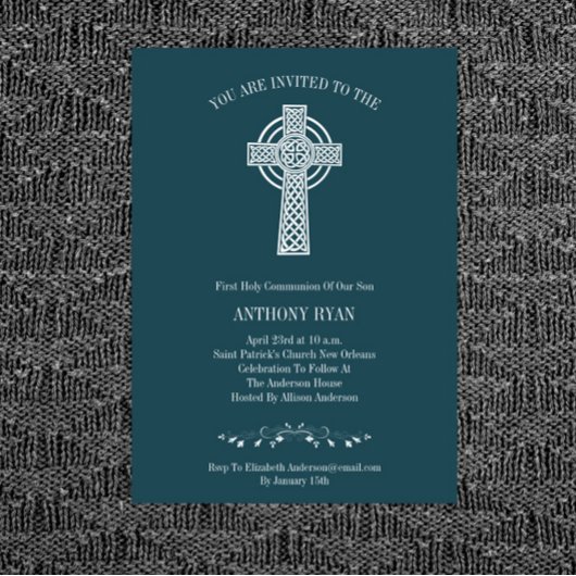 Invitation turquoise Blue First Communion