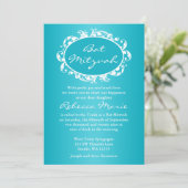 Invitation Turquoise Blue Flourd Bat mitzvah de cadre (Debout devant)