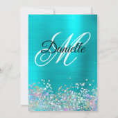 Invitation Turquoise Blue Foil Holo Parties scintillant Fancy (Dos)