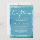 Invitation Turquoise Blue Girly Parties scintillant étincelle (Devant)