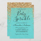 Invitation Turquoise Blue Girly Parties scintillant Étincelle (Devant / Derrière)