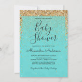 Invitation Turquoise Blue Girly Parties scintillant Sparkle B (Devant)