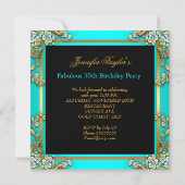 Invitation Turquoise Blue Gold 30th High Heels fête d'anniver (Dos)