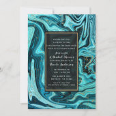 Invitation Turquoise Blue & Gold Chic Swirl Fête des mariées  (Devant)