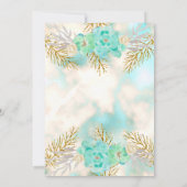 Invitation Turquoise Blue Gold Floral Aquarelle fête d'annive (Dos)