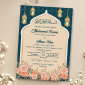 Invitation Turquoise Blue Gold Floral musulman musulman Maria
