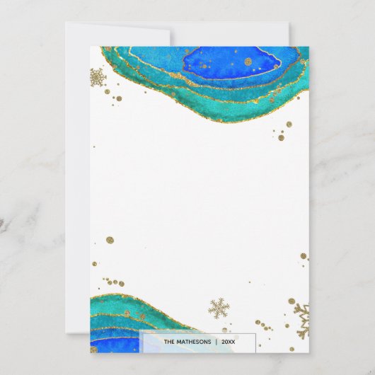 Invitation Turquoise Blue & Gold Geode Agate Hanoukka Holiday (Dos)